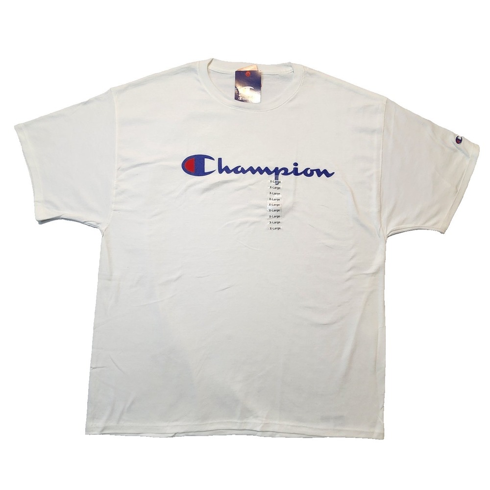 Champion Men's T-shirt Graphic Print Short Sleeve Tee White Size XL New